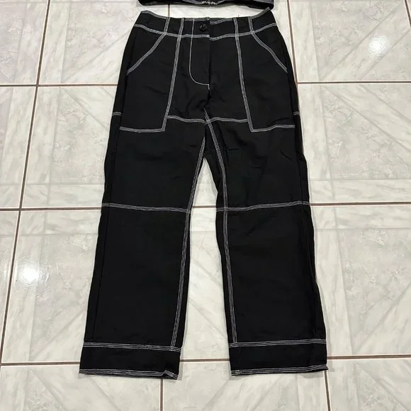 Nicole Miller Y2K Grunge 2 Piece Set Crop Top Size Large and Pants Size Small - Picture 3 of 14